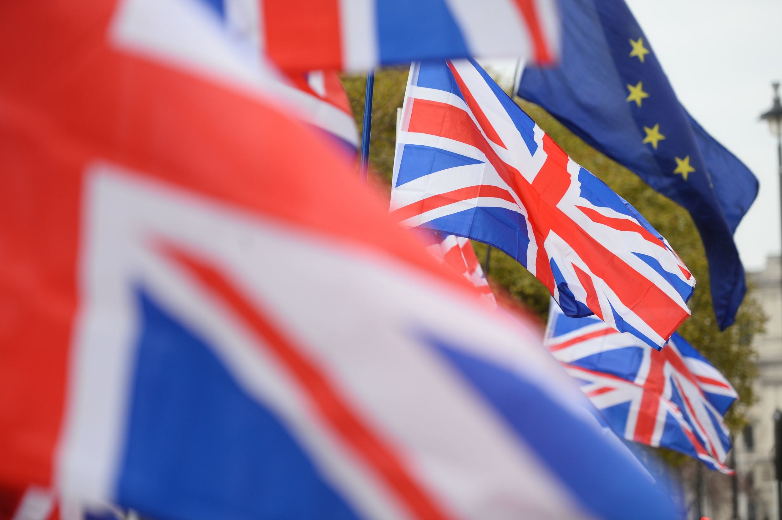 United kingdom and Europe flags